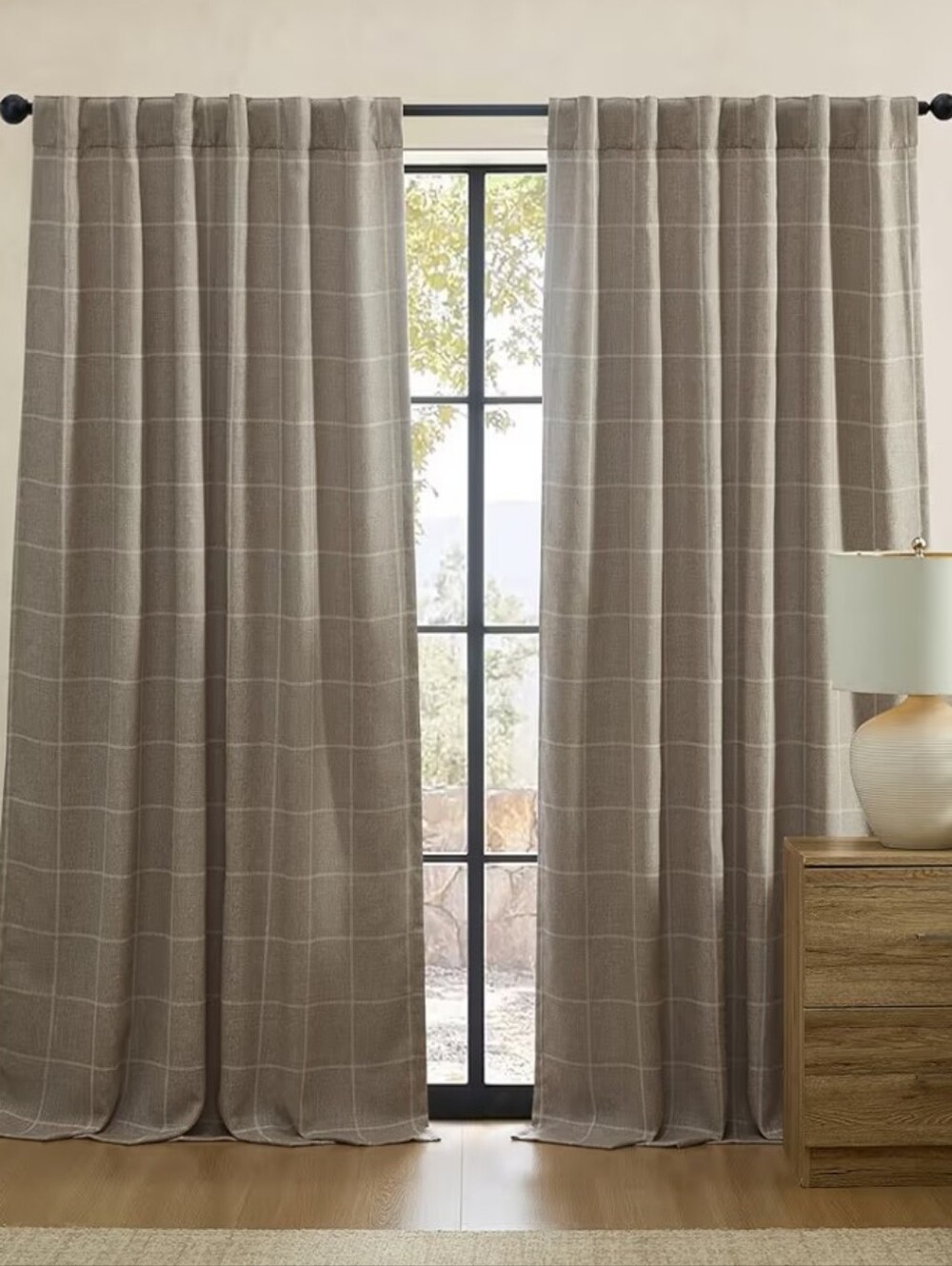 Elrene Home Fashions Sawyer Windowpane Plaid Room Darkening Single Window Curtn